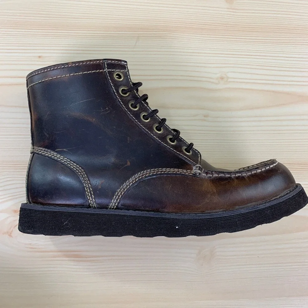 Brooks Brothers Combat Boots Men 9M Brown Leather Hiking 346 Modern Casual